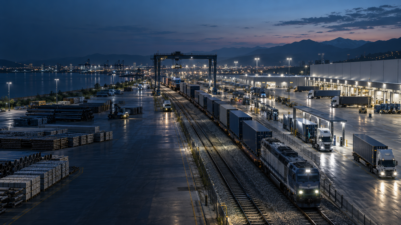 A connected rail and logistics hub representing enterprise infrastructure intelligence